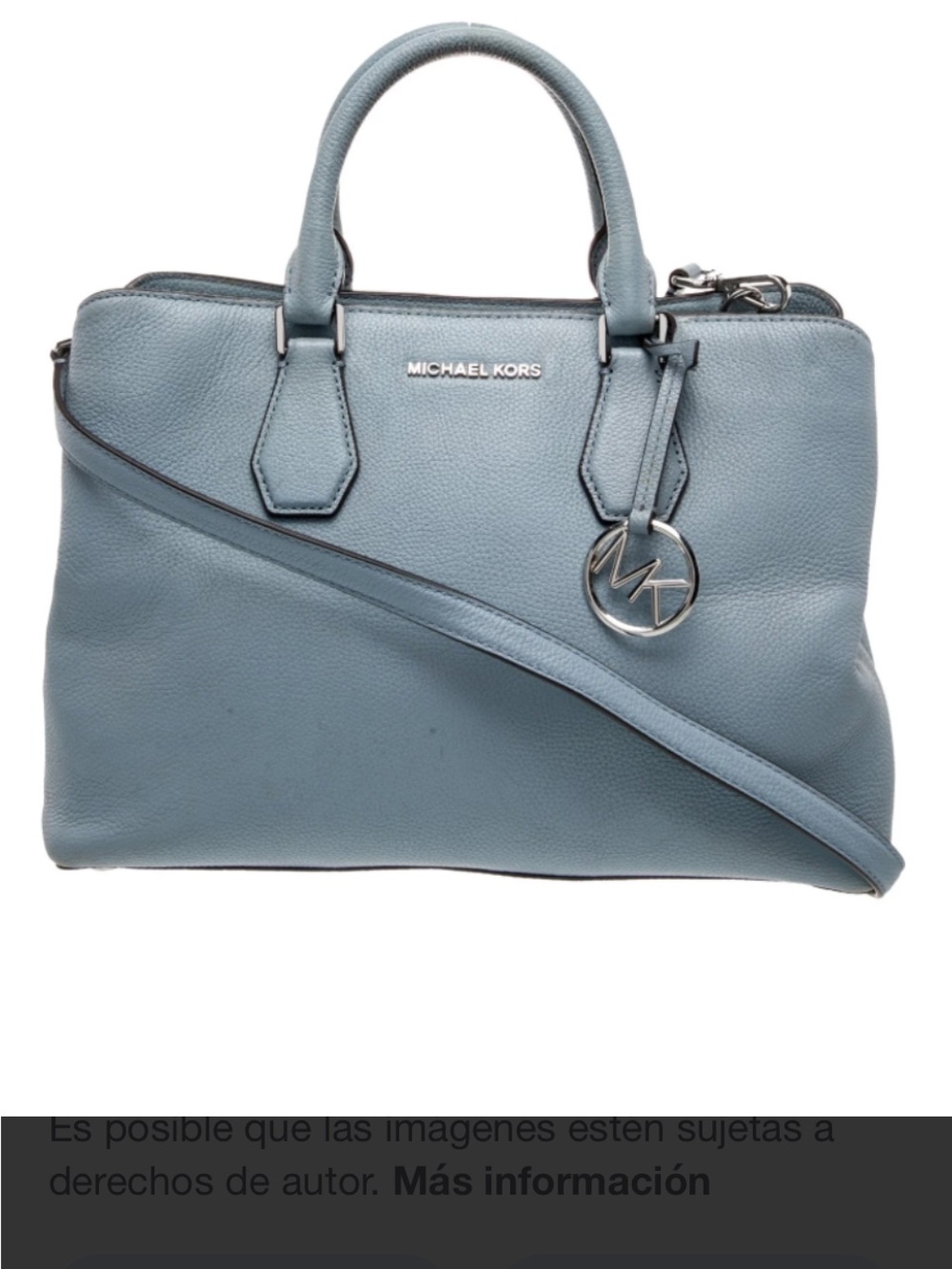 Michael Kors Dusty Blue Pebbled Leather Satchel with Strap